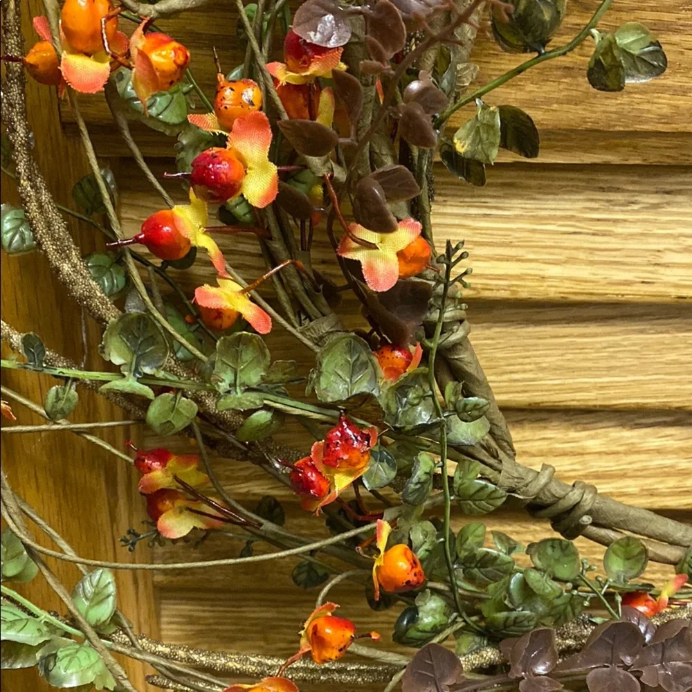 Floral Bittersweet Wreath with Orange and Green Accents